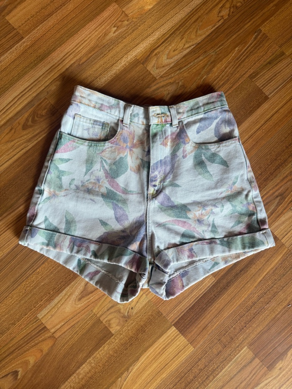 American Apparel Pastel Floral High-Waist Shorts